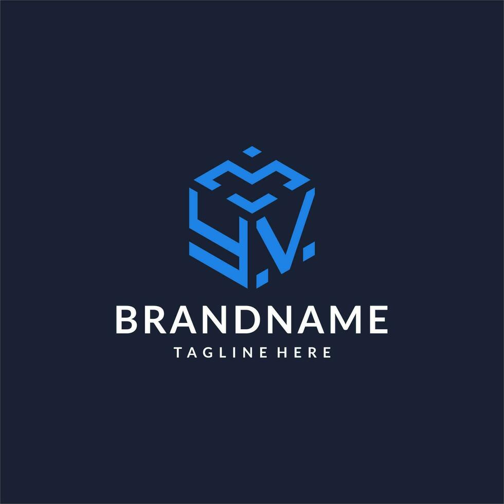 YV logo hexagon designs, best monogram initial logo with hexagonal shape design ideas vector