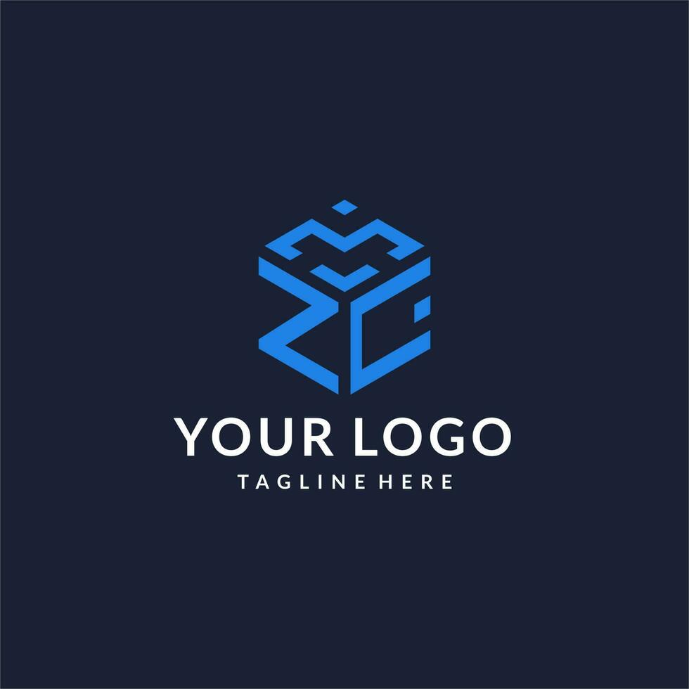 ZC logo hexagon designs, best monogram initial logo with hexagonal shape design ideas vector