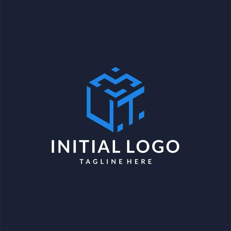UT logo hexagon designs, best monogram initial logo with hexagonal shape design ideas vector