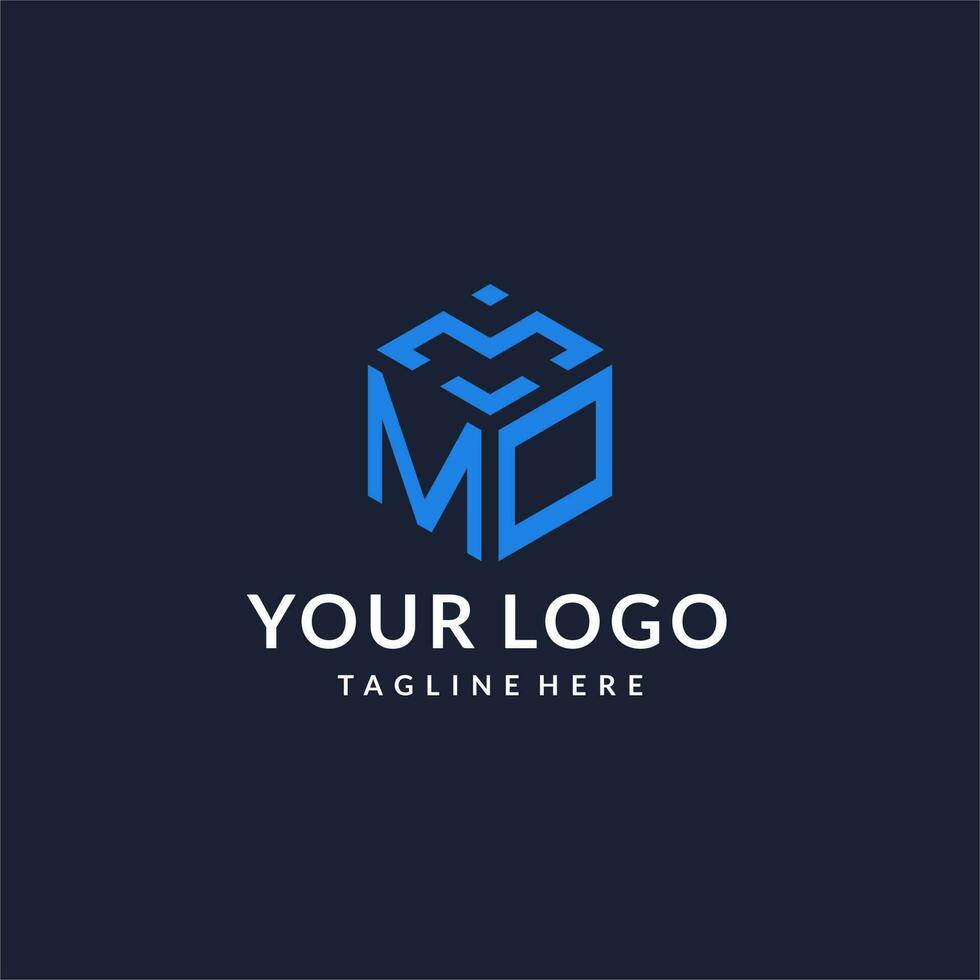 MO logo hexagon designs, best monogram initial logo with hexagonal shape design ideas vector