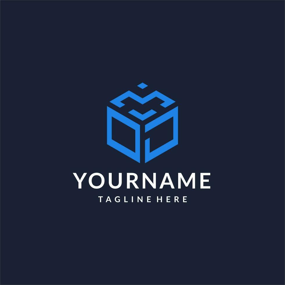 OJ logo hexagon designs, best monogram initial logo with hexagonal shape design ideas vector