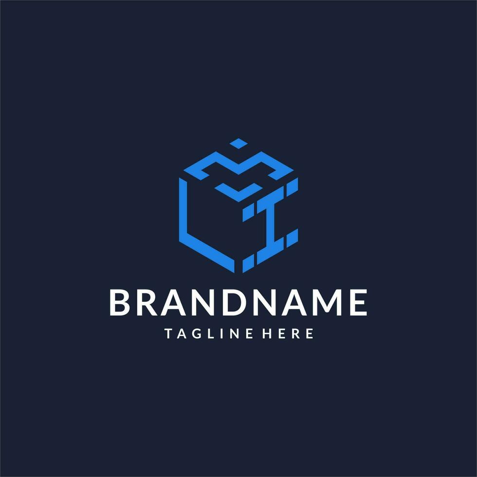 LI logo hexagon designs, best monogram initial logo with hexagonal shape design ideas vector