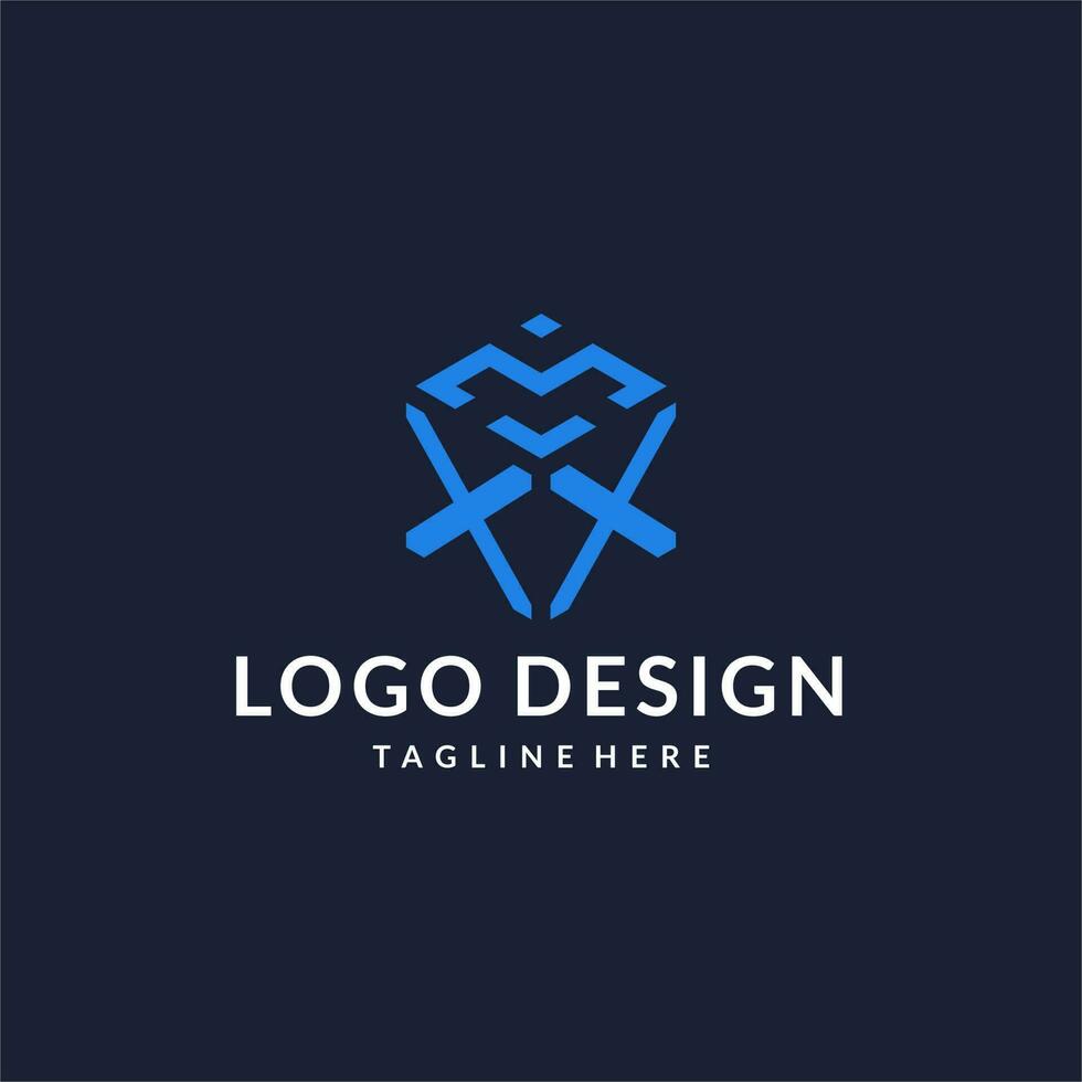 xx logo hexágono diseños, mejor monograma inicial logo con hexagonal forma diseño ideas vector