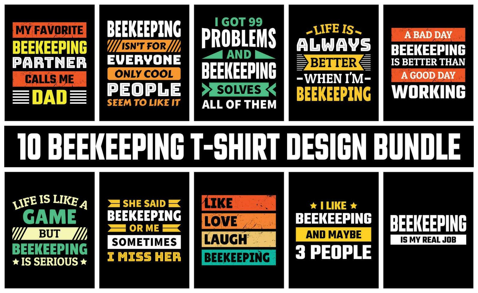 Beekeeping T Shirt Design Set Vector