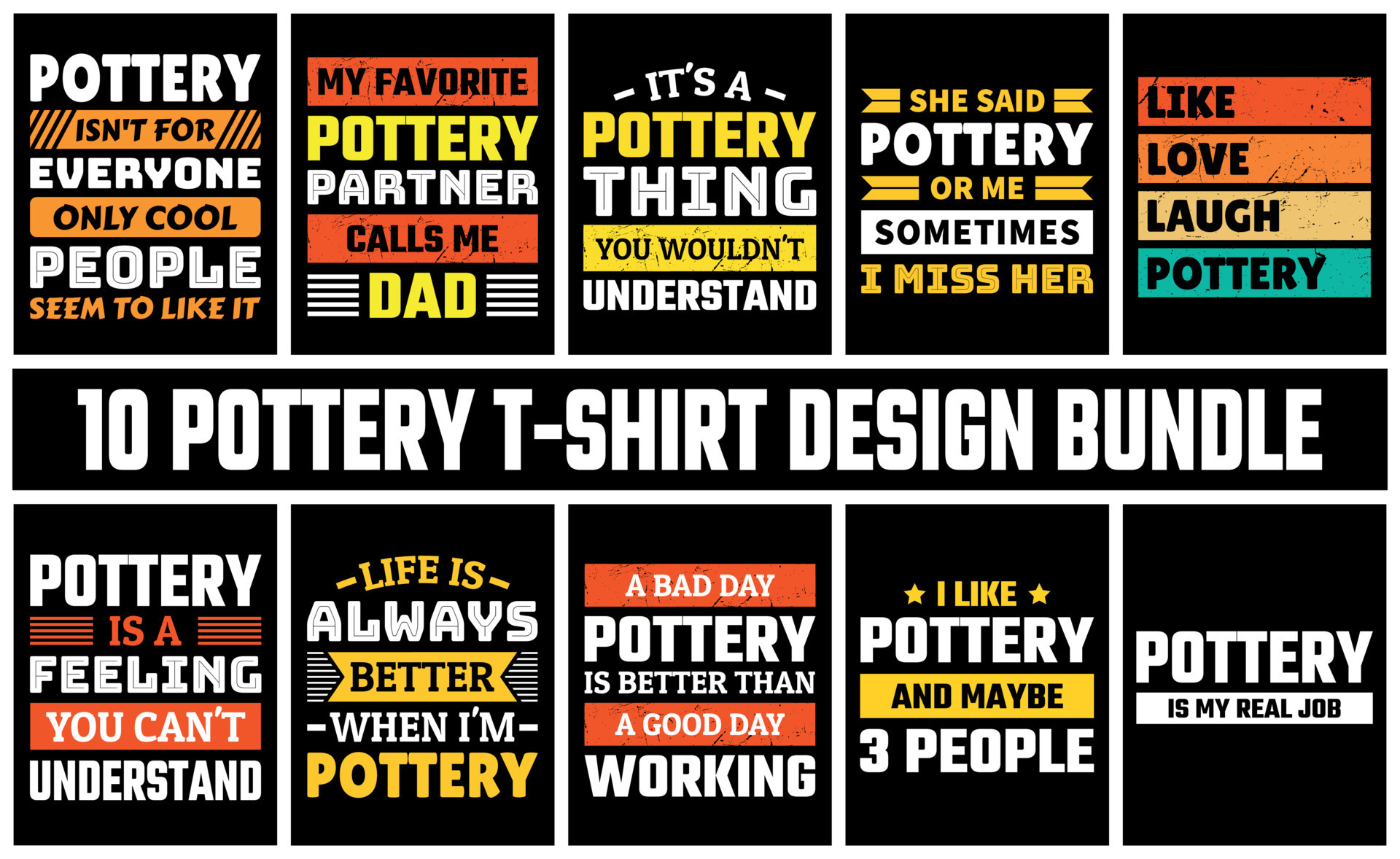 Pottery T Shirt Design Set Vector 23484006 Vector Art at Vecteezy