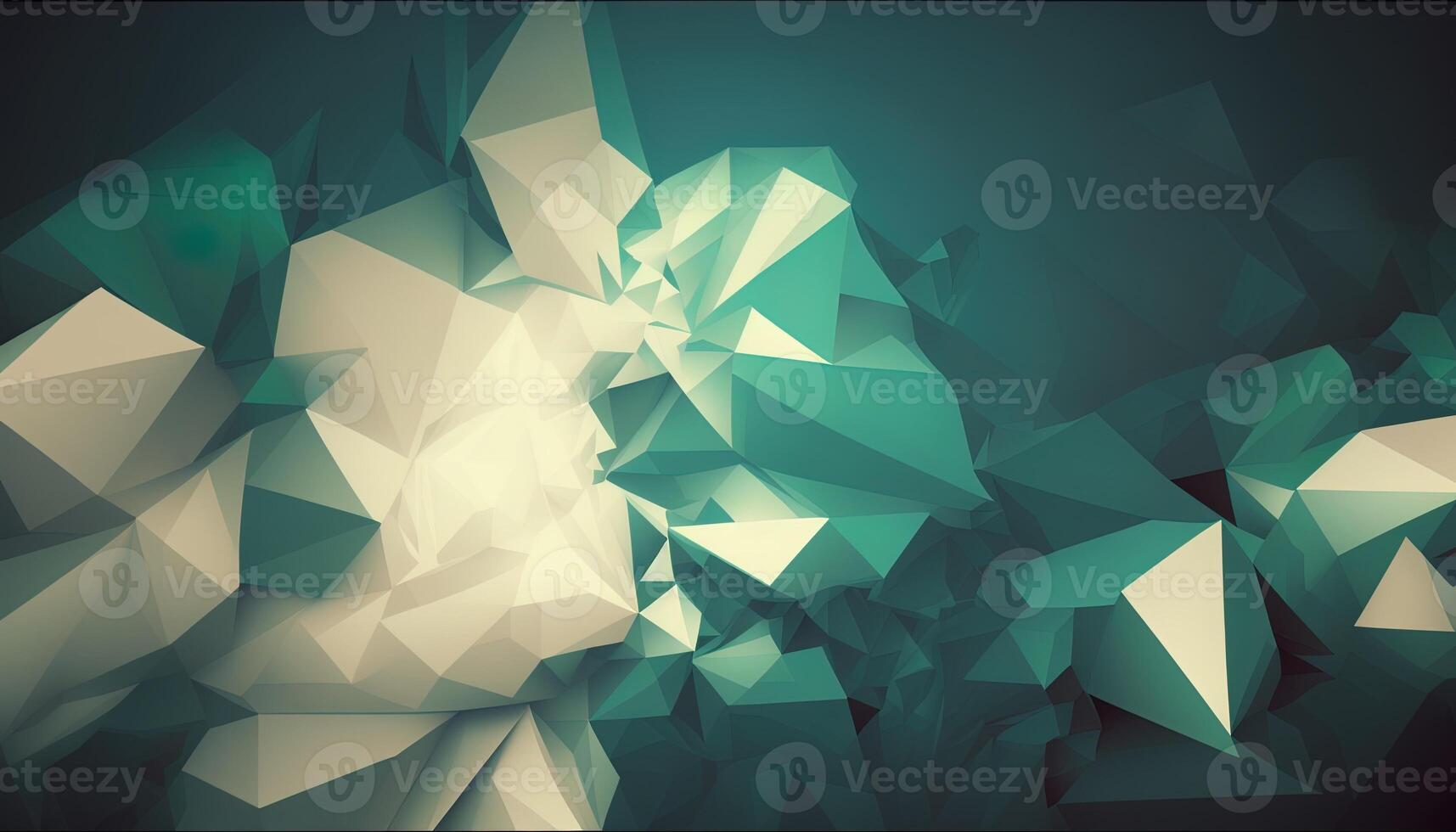 Polygonal high resolution pattern for background, white and teal and green flares. Abstract hexagonal polygonal low poly triangular high resolution futuristic green energetic background photo