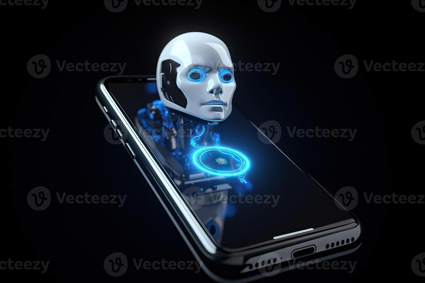 Artificial intelligence in a mobile phone, . photo