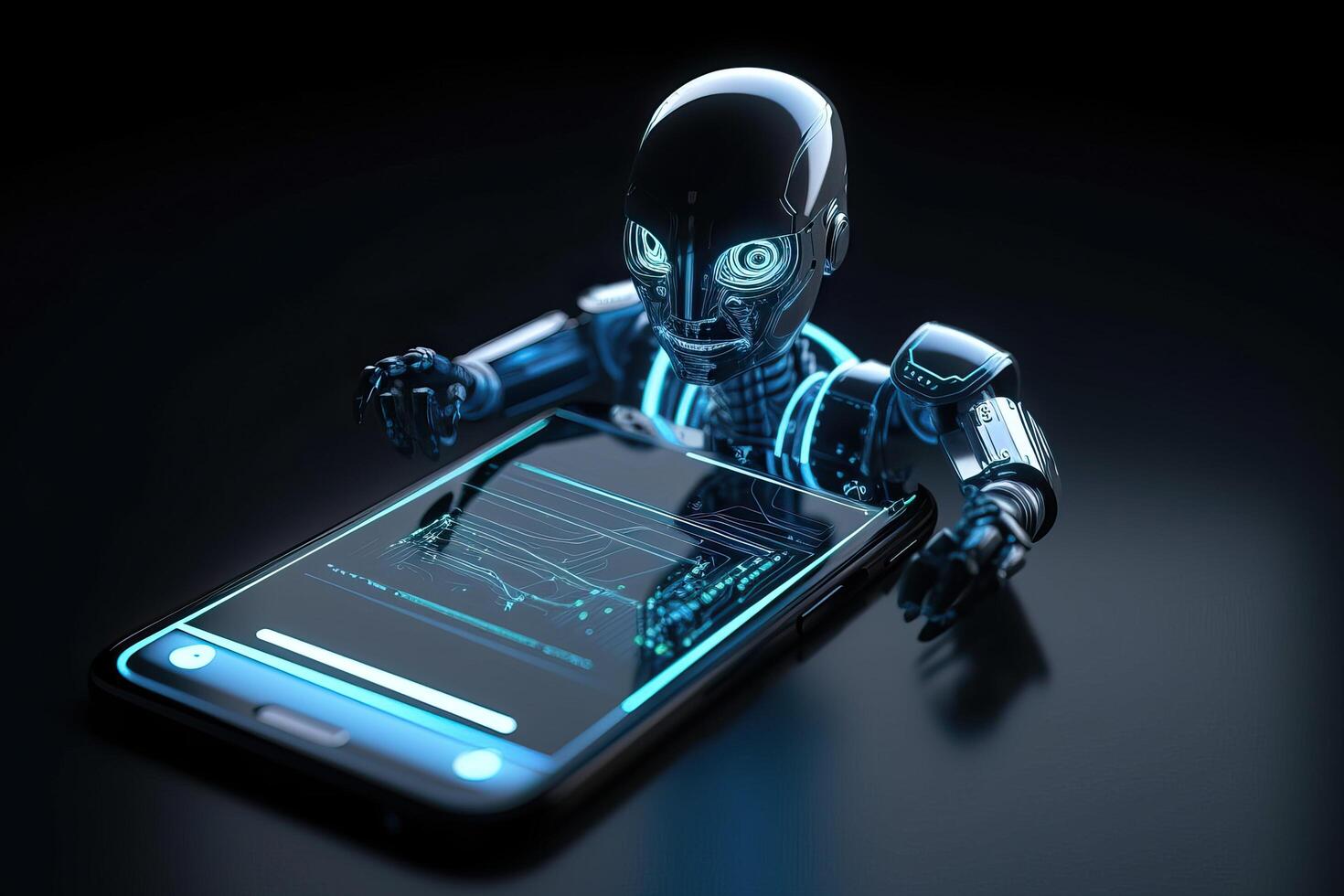 Artificial intelligence in a mobile phone, . photo