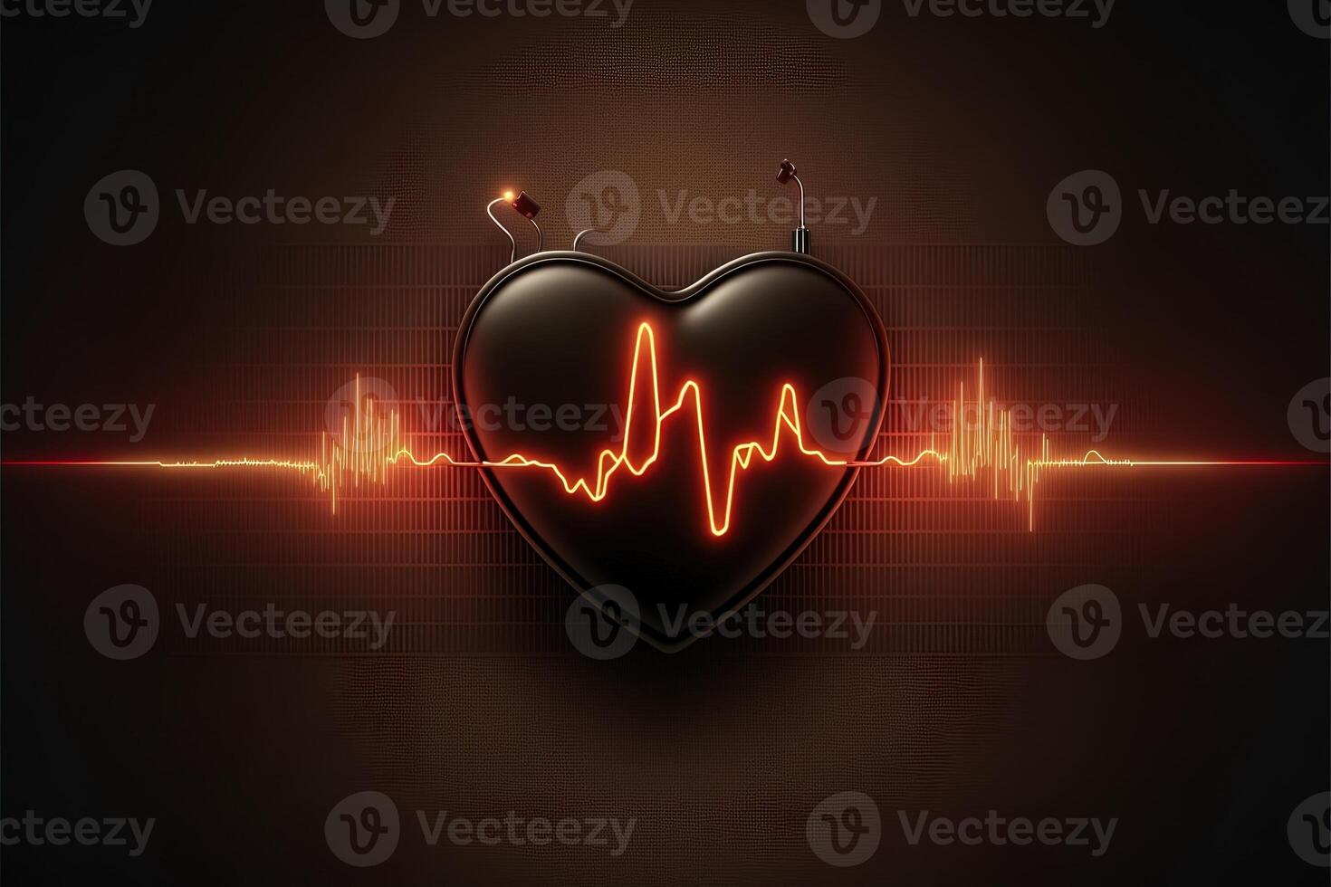 Background with a heart with the heartbeat monitor line, Heart and heartbeat symbol. photo