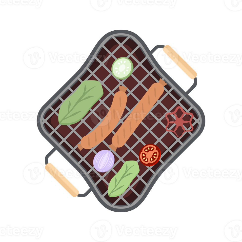 Delicious Grilled Sausages on an Iron Pan Grill Stove 23485300 PNG