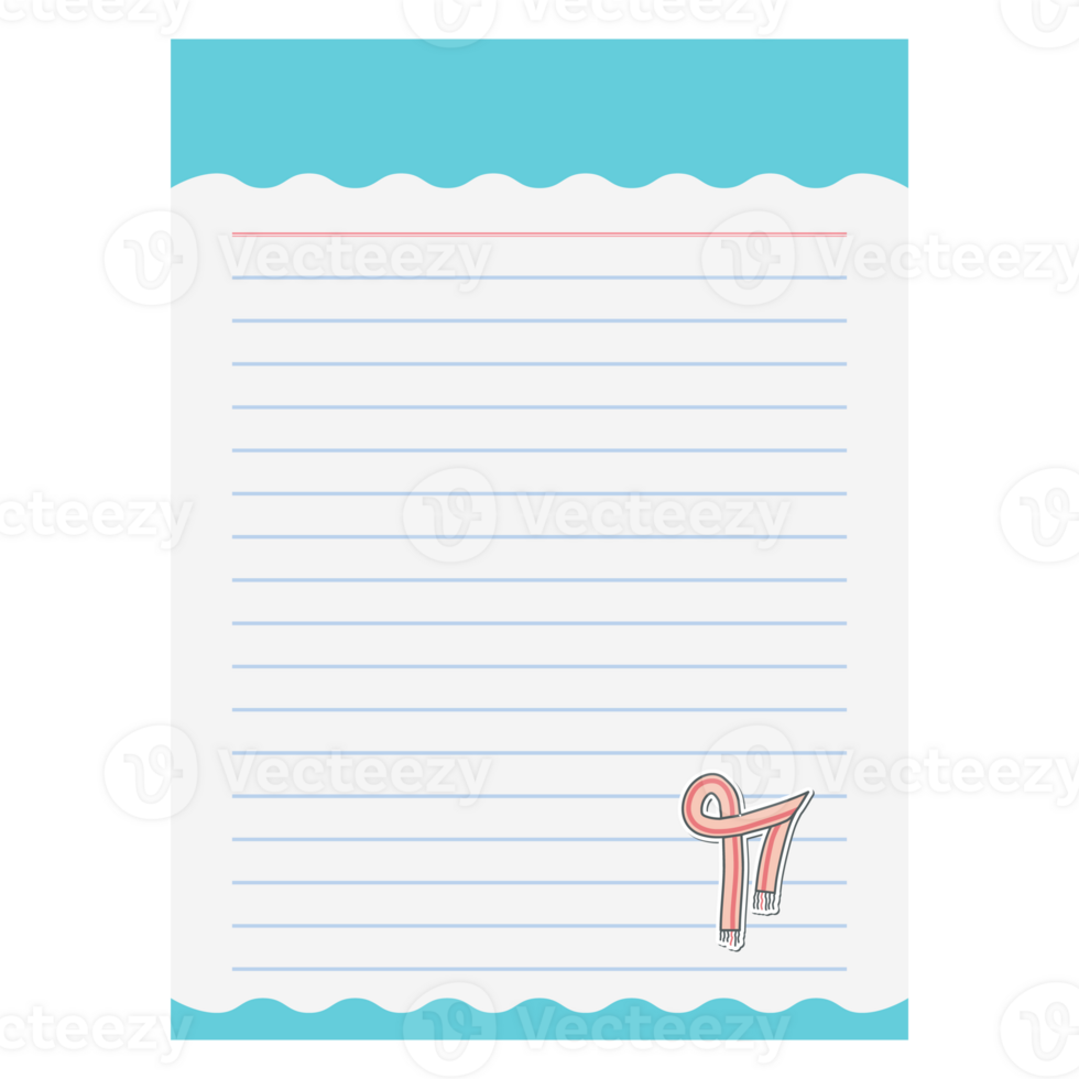 Paper Note Aesthetics Bullet Journals Red Stripe Winter Scarf Vintage BuJo png