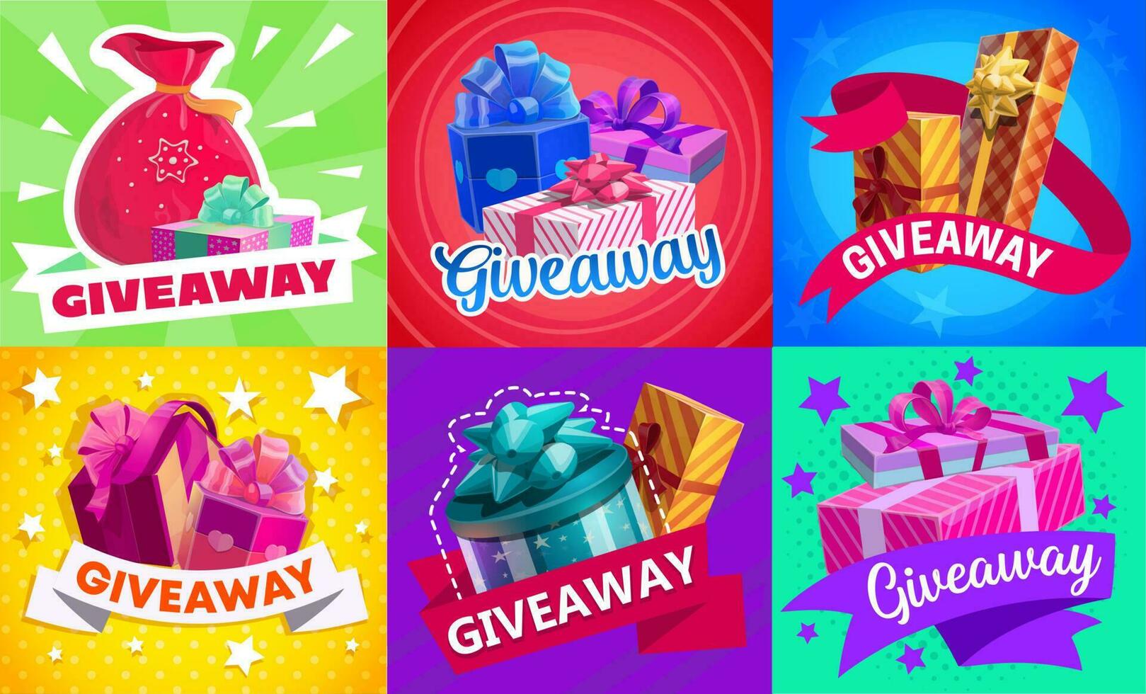 Giveaway gift boxes, vector promotion prizes set