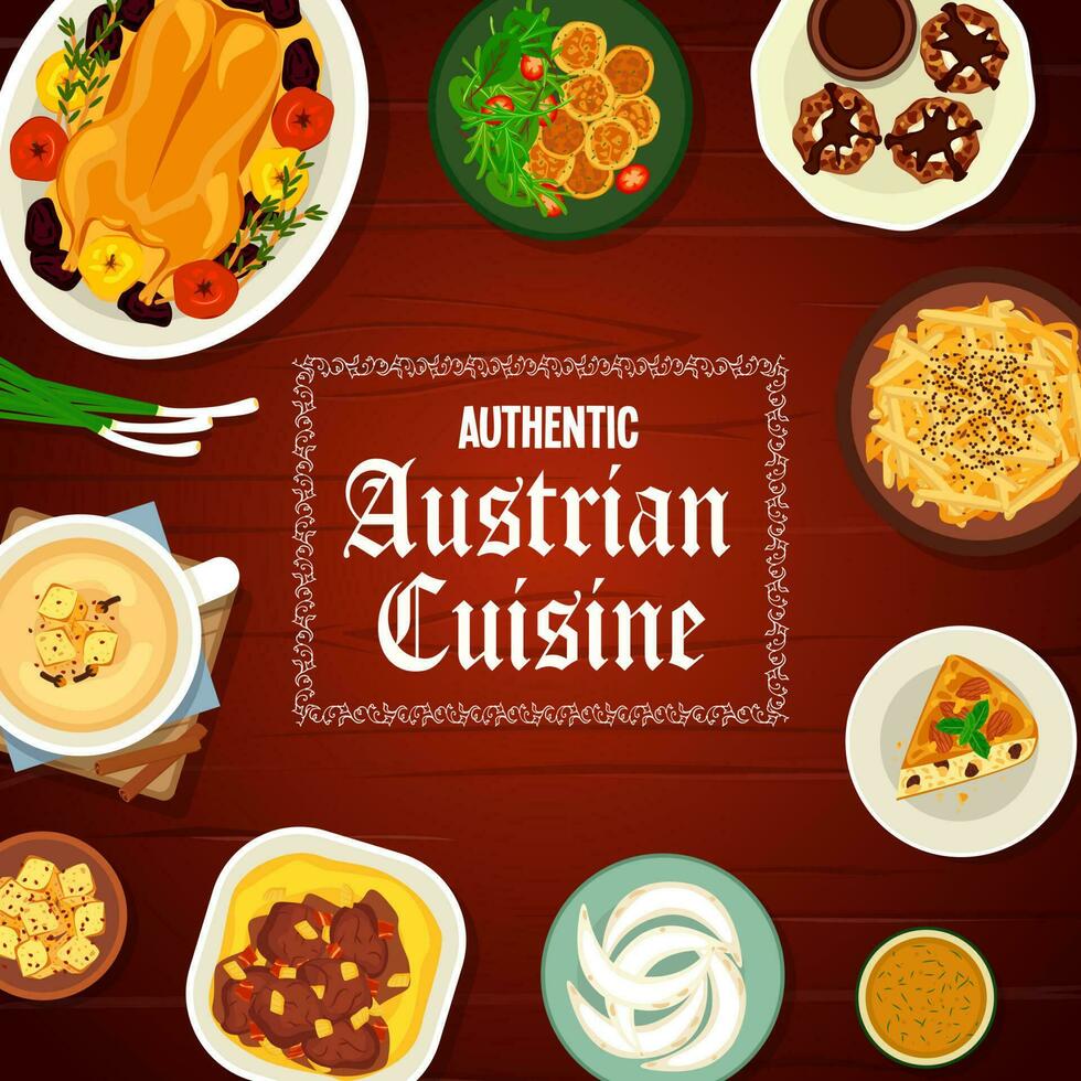 austriaco comida restaurante comidas, platos menú cubrir vector