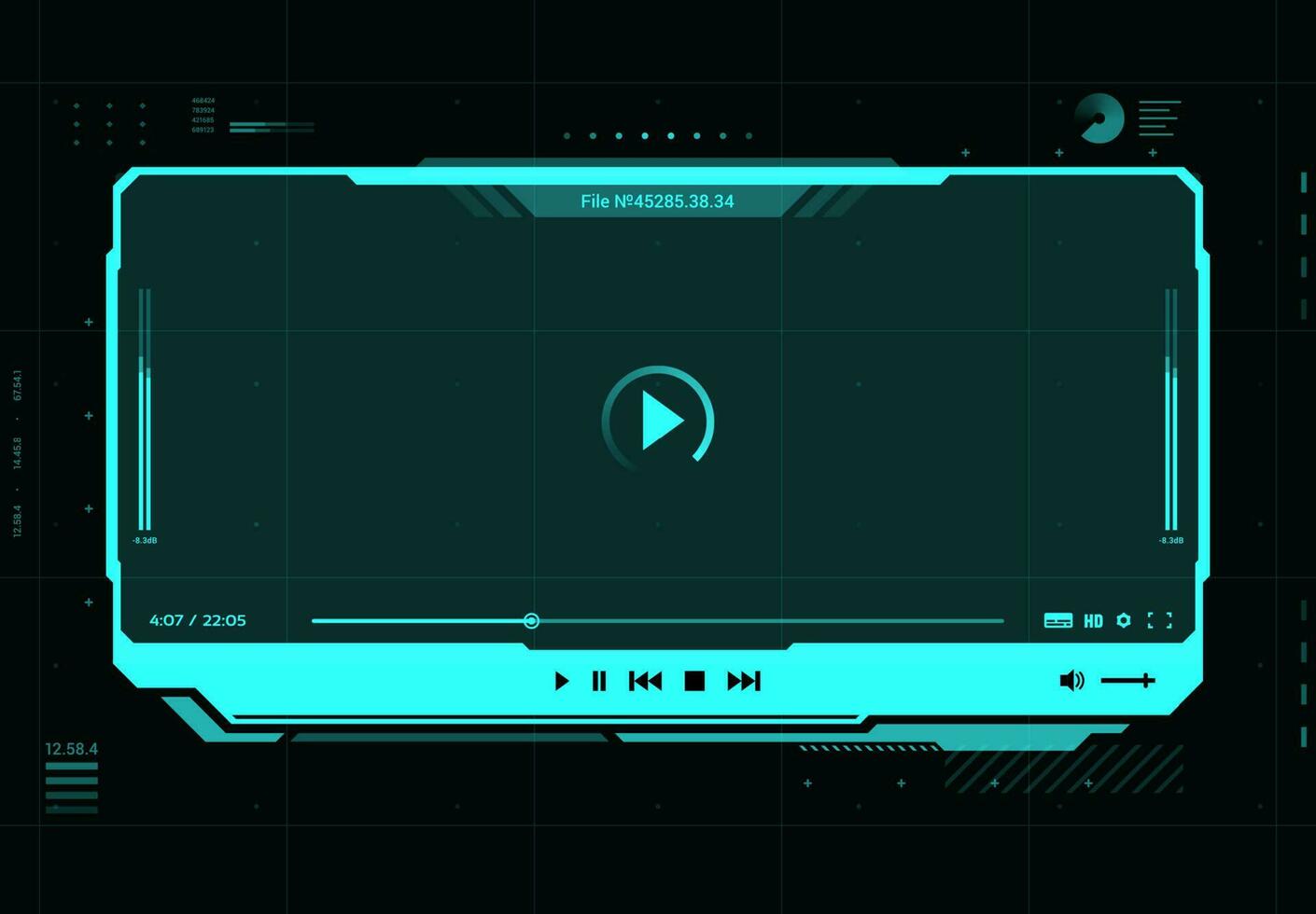 HUD video and sound player screen interface vector