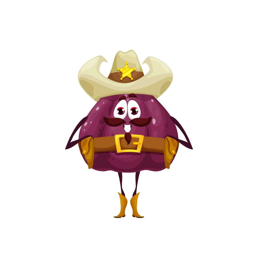 Cartoon fig sheriff character, Wild West police vector
