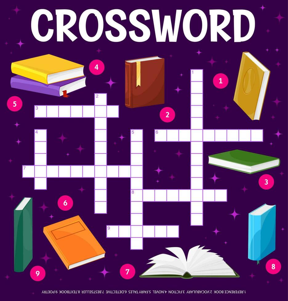 Books and literature crossword grid worksheet vector