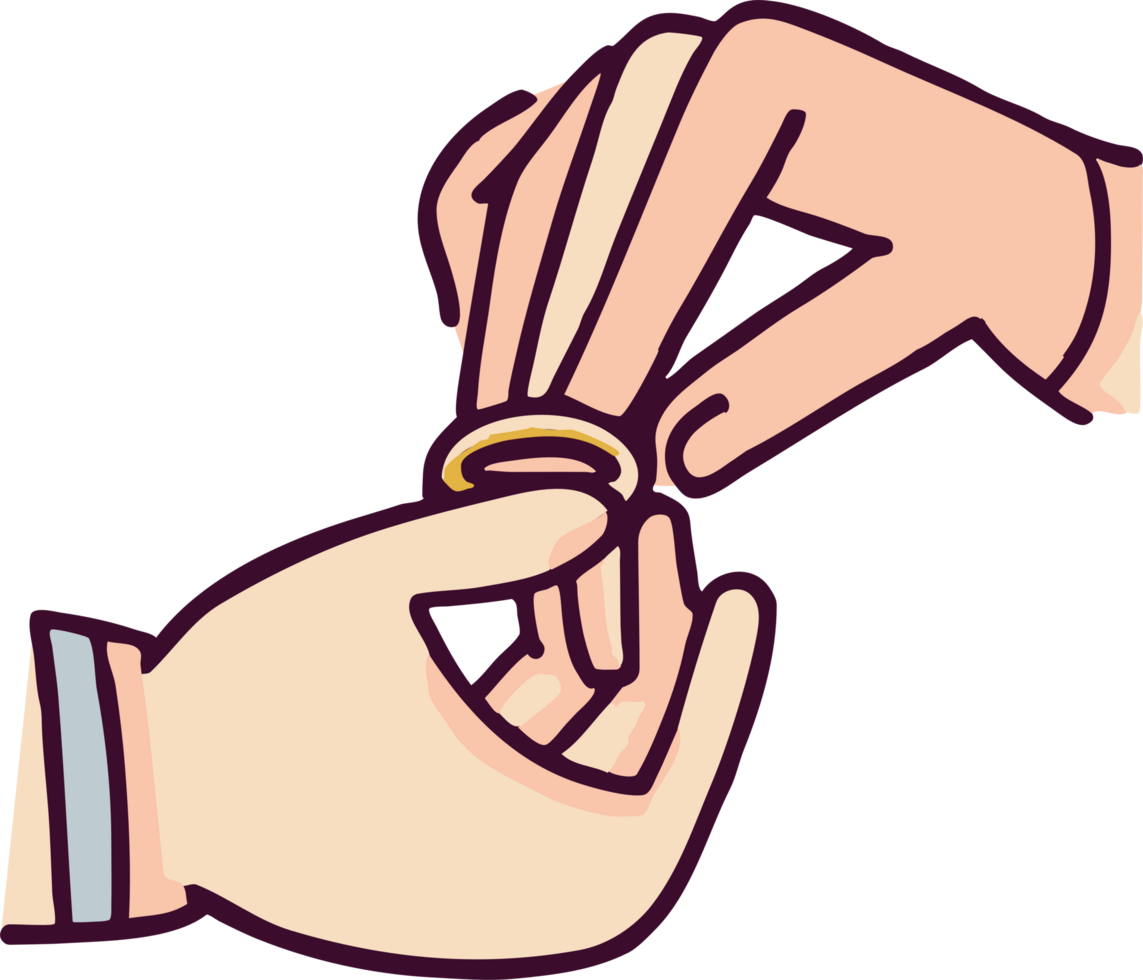 Putting a ring to lover's hand png graphic clipart design