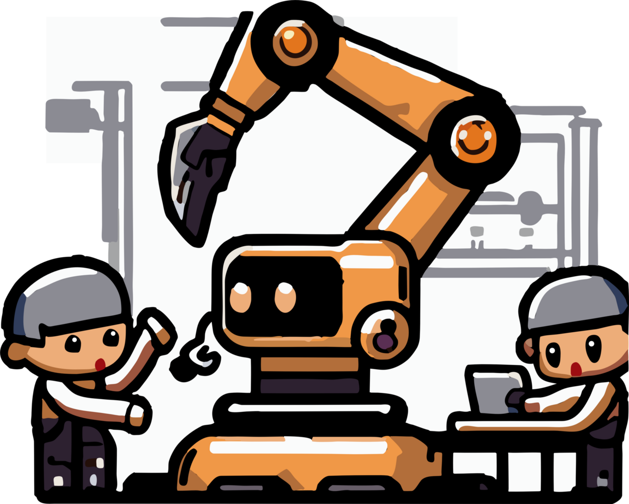 Human is working with robot png graphic clipart design