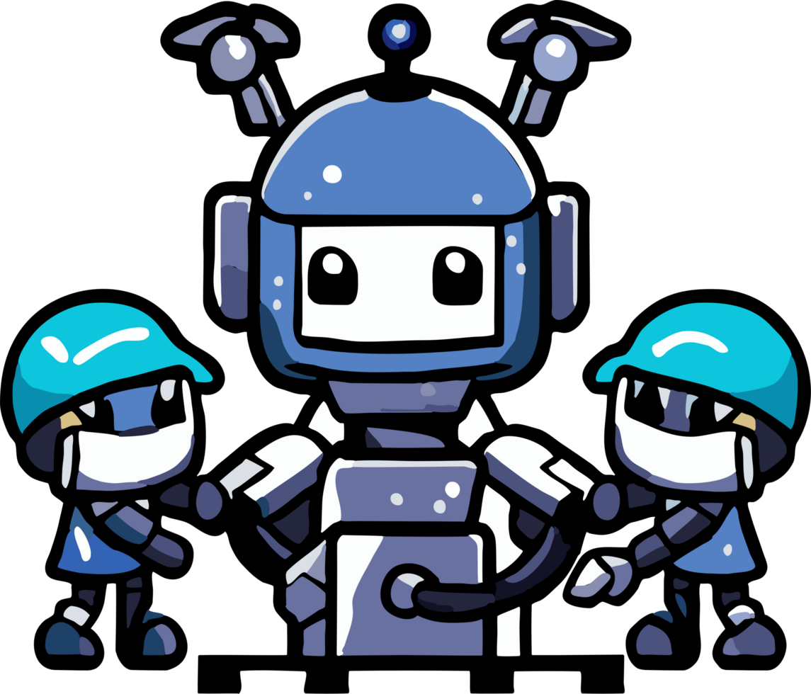 Human is working with robot png graphic clipart design