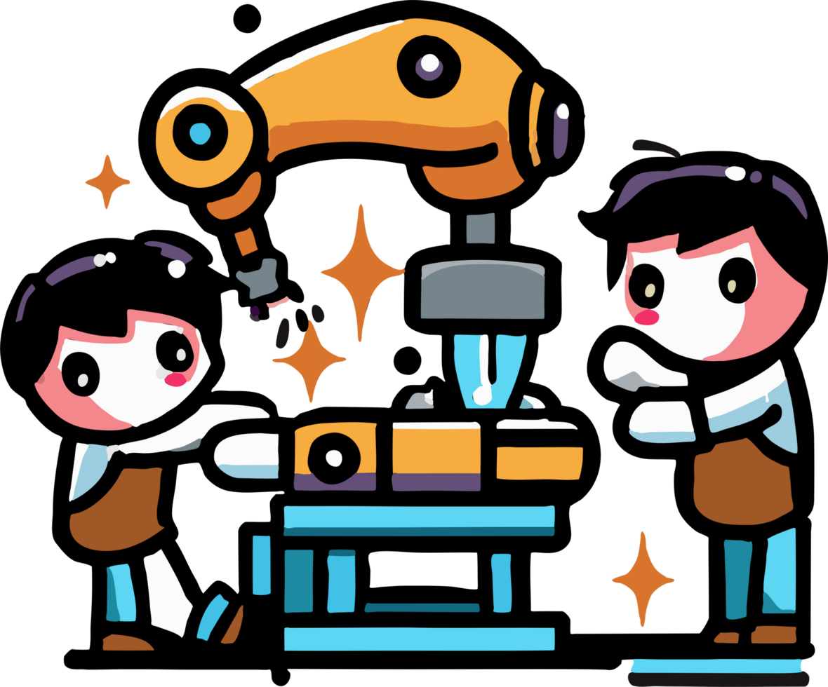 Human is working with robot png graphic clipart design