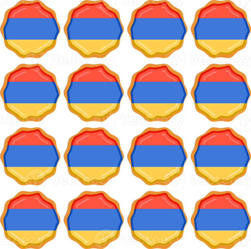 Pattern cookie with flag country Armenia in tasty biscuit png