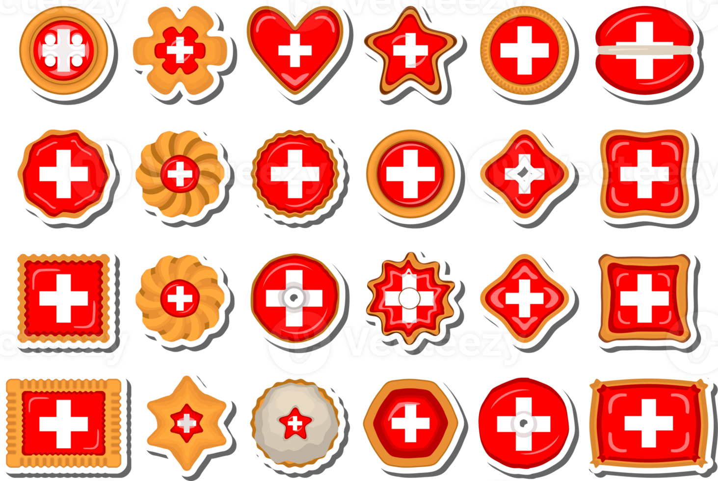 Homemade cookie with flag country Switzerland in tasty biscuit png