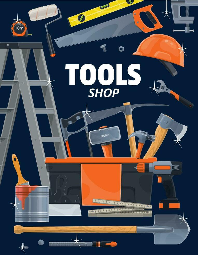 Tools, work instruments construction or renovation vector