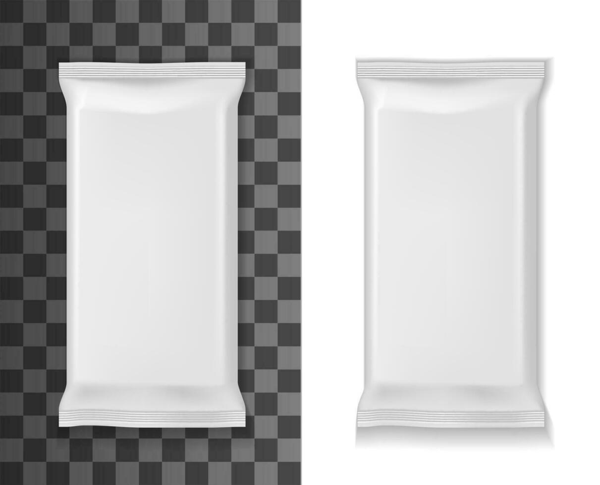 White package mockup, sachet or pouch template vector