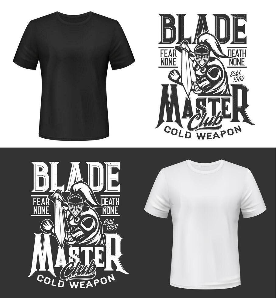 camiseta impresión con Caballero y espada vector Bosquejo
