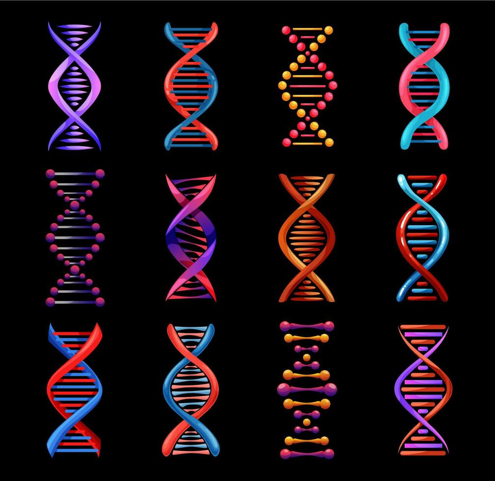 DNA helix isolated icons, genetics medicine vector