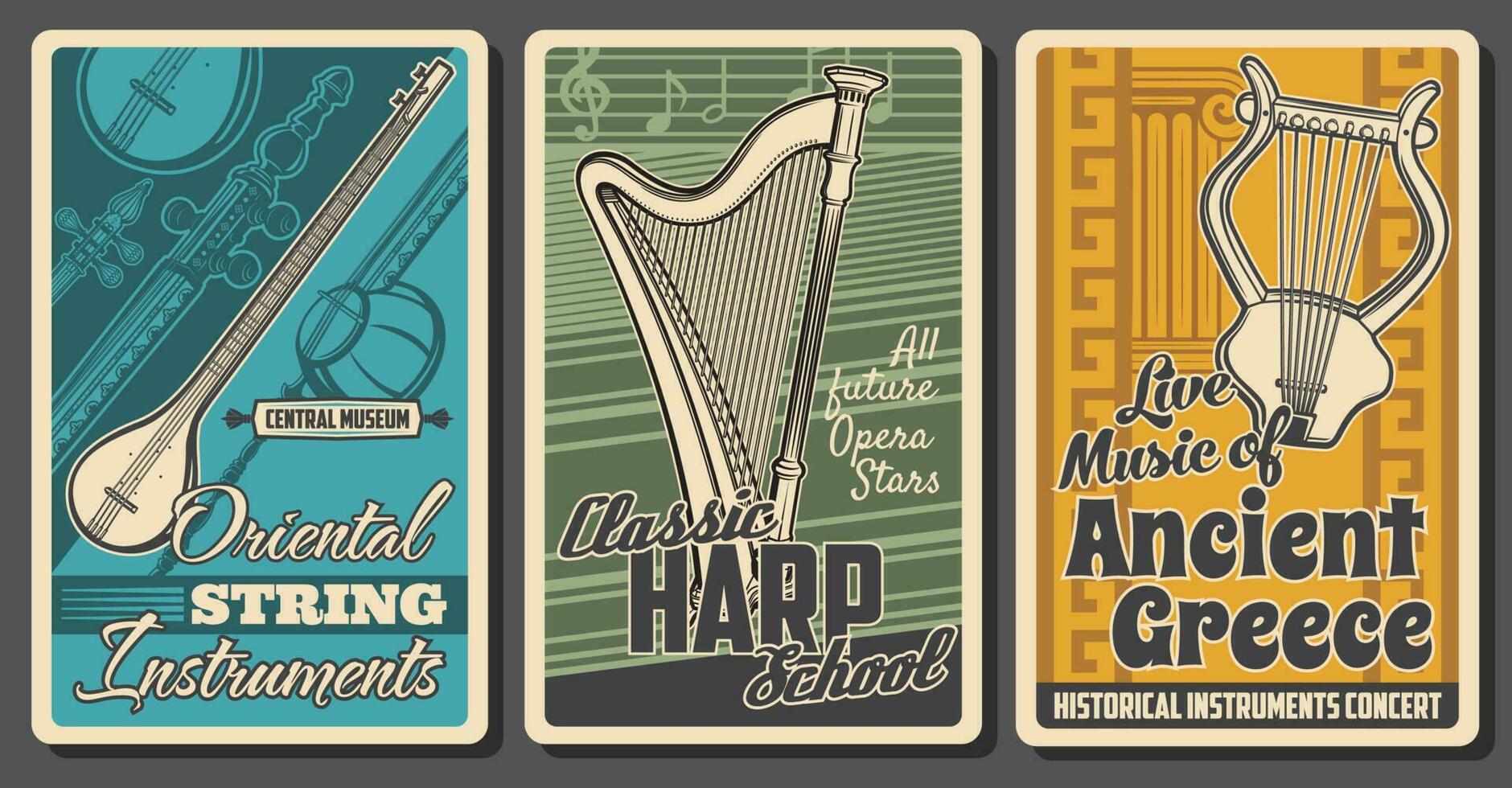 String music instrument vector banners