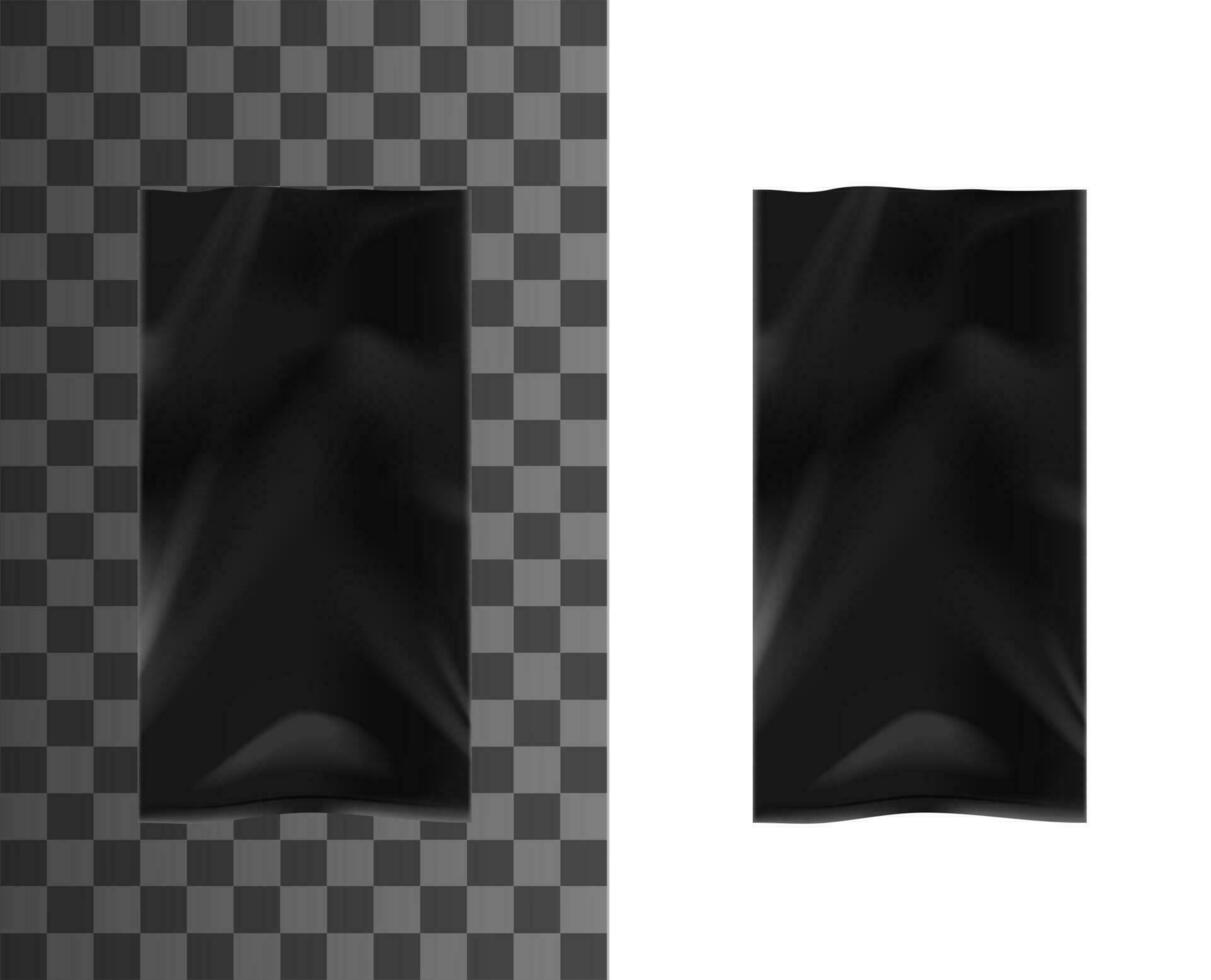 Black plastic bags vector 3d package