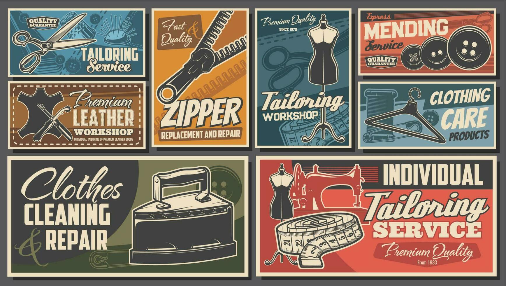 Sewing tailor shop and tailoring atelier workshop vector