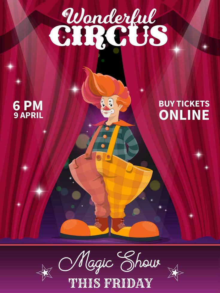 Chapiteau circus flyer with cartoon clown vector