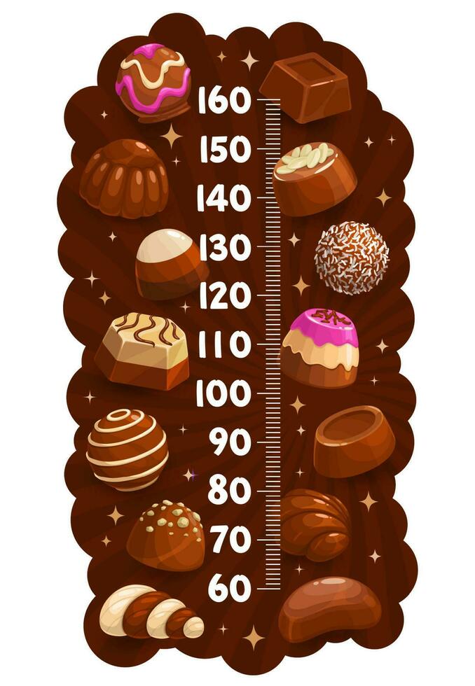 Kids height chart with nuts candy chocolate sweets vector