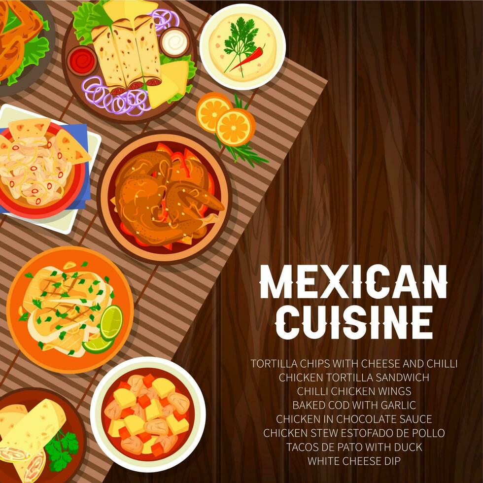 Mexican cuisine restaurant meals menu vector cover