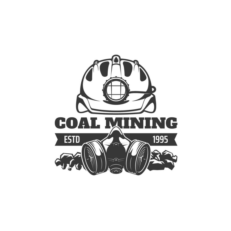 Coal mining industry vector icon with miner helmet