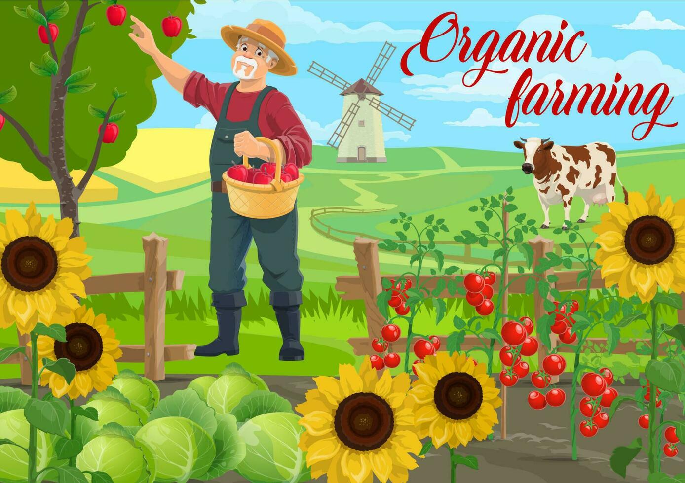 Farmer at farm, farmer, agriculture garden field 23486754 Vector Art at