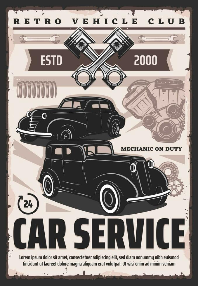 retro carros y vehículos reparar Servicio vector