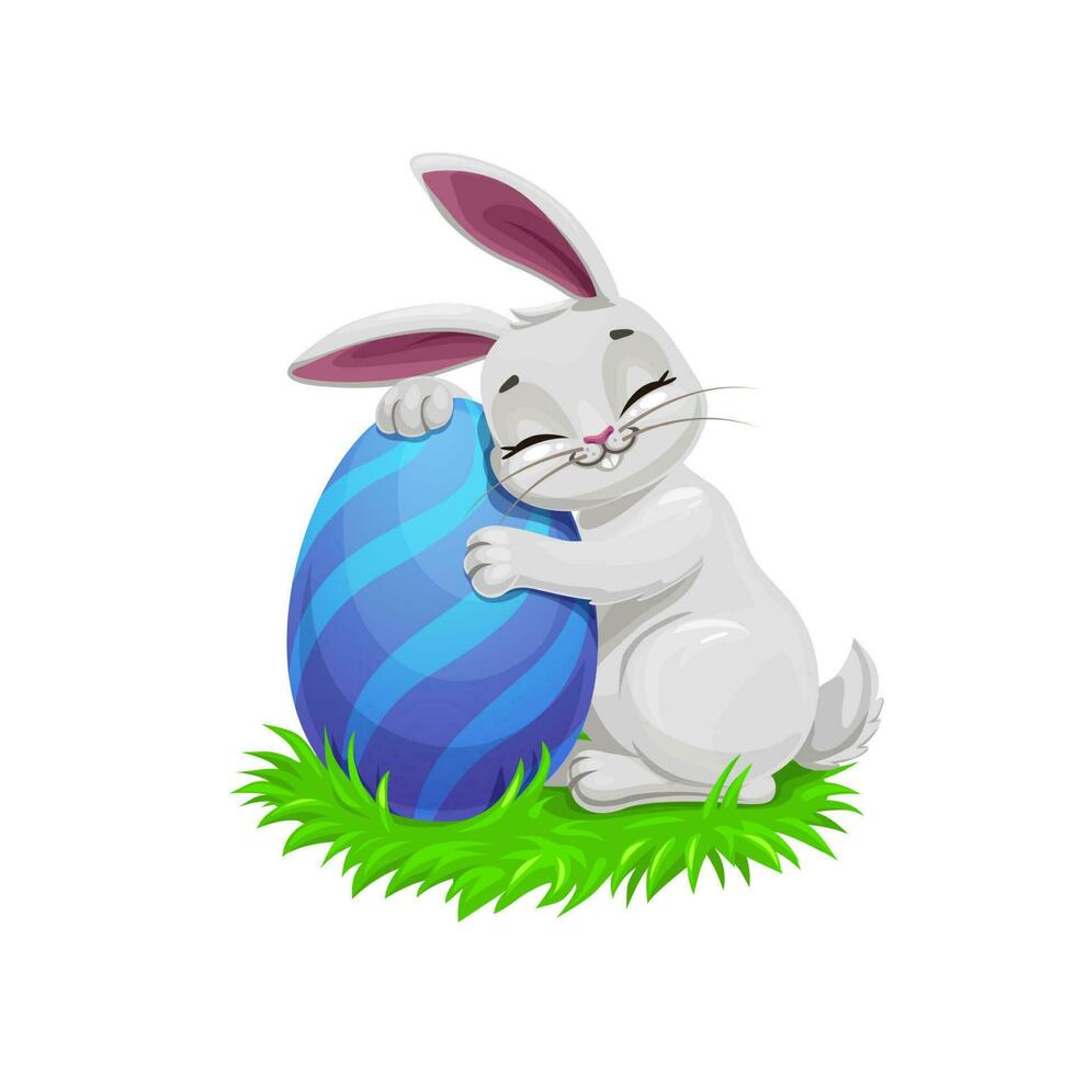 Easter funny gray bunny with egg vector