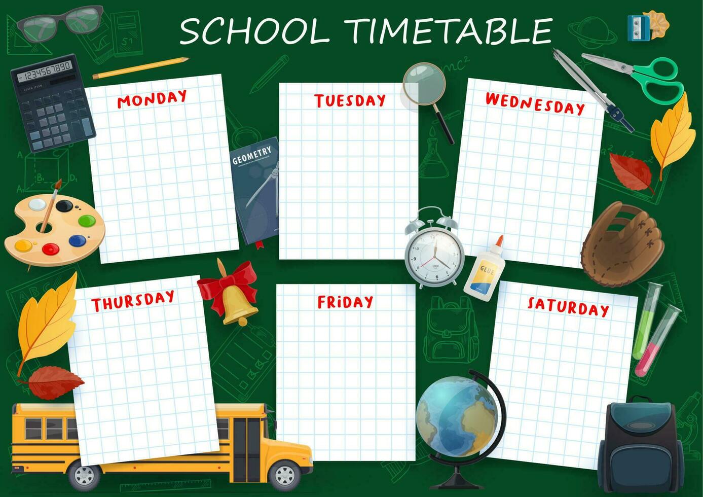 School timetable, education schedule template 23486776 Vector Art at Vecteezy