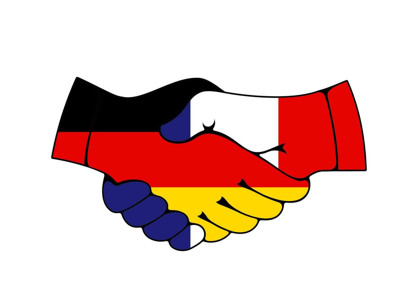 Germany and France trade, cooperation handshake vector