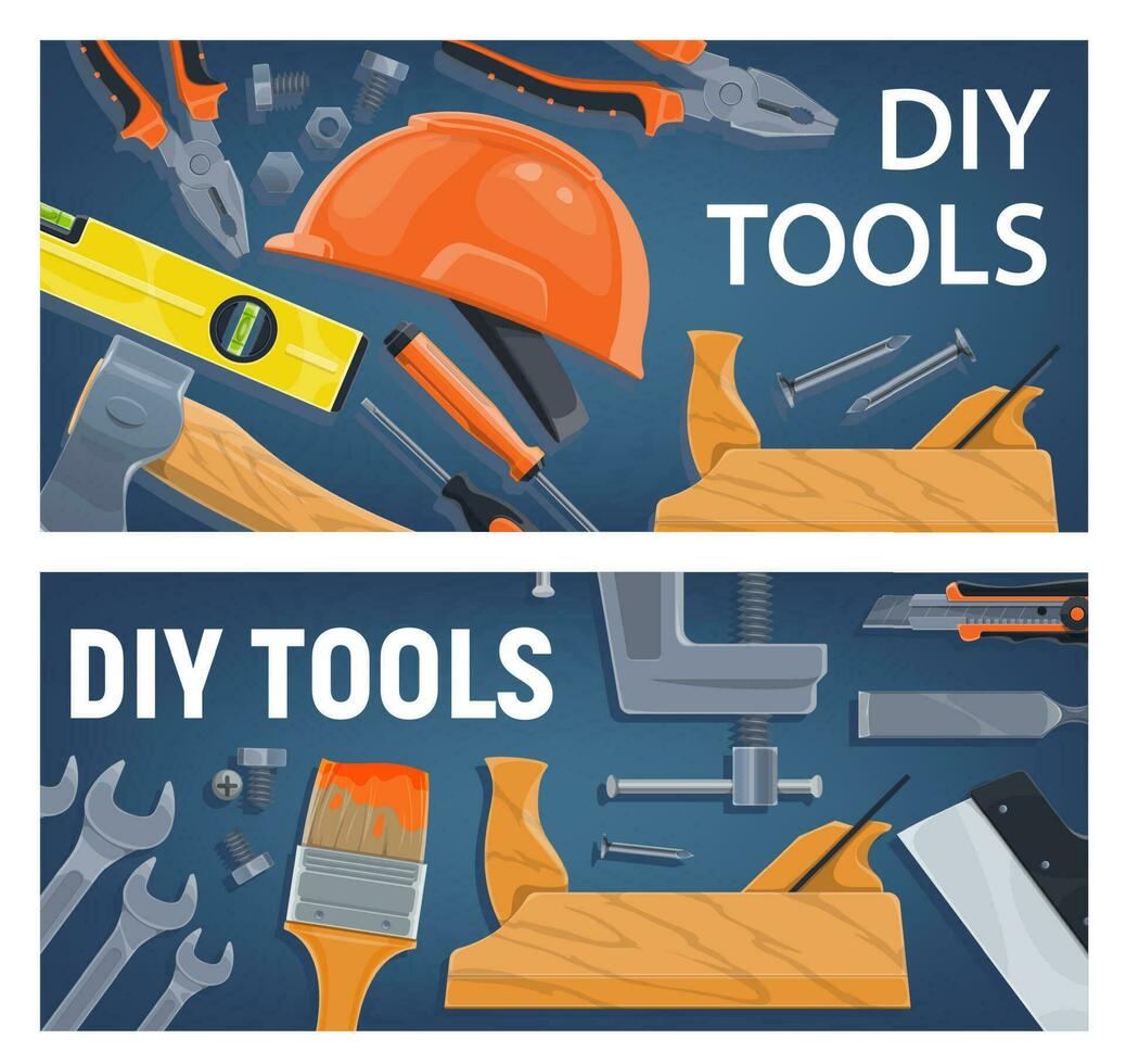DIY construction tools and equipment, vector