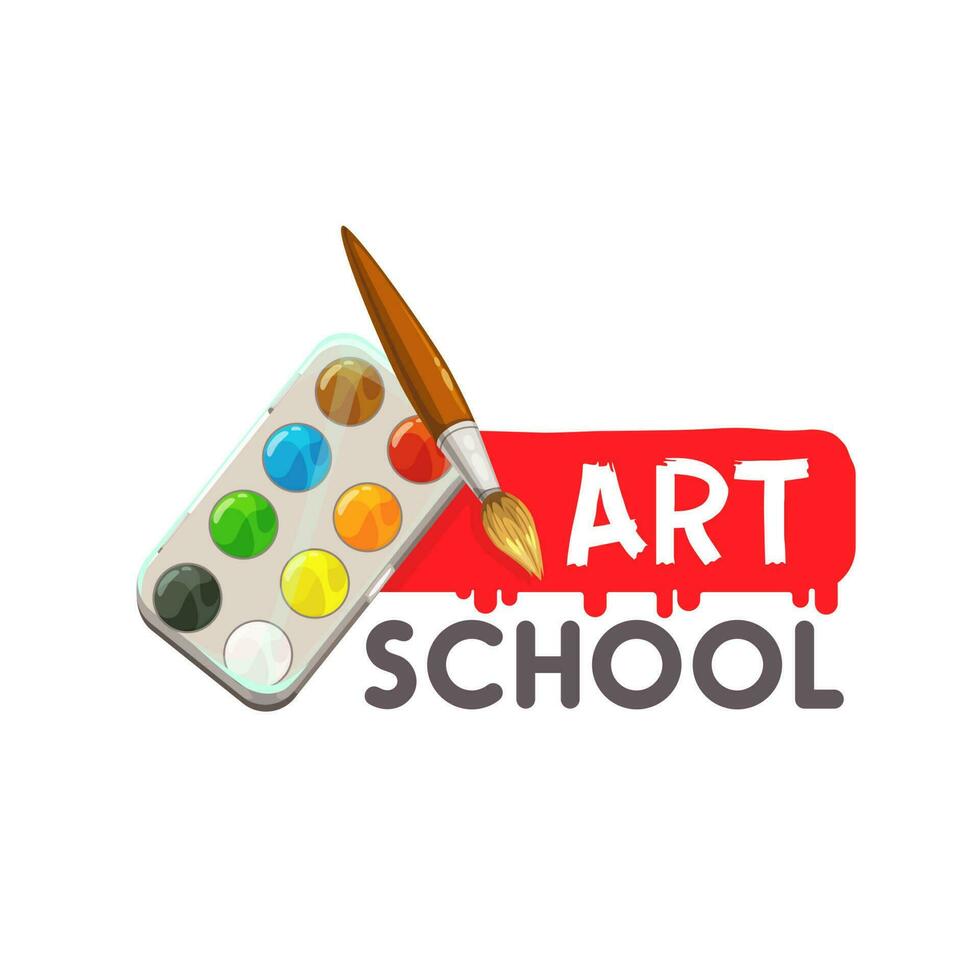Painting art school, artist watercolor paint brush vector