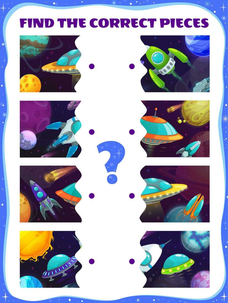 Find the pieces of spaceships game, kids test vector