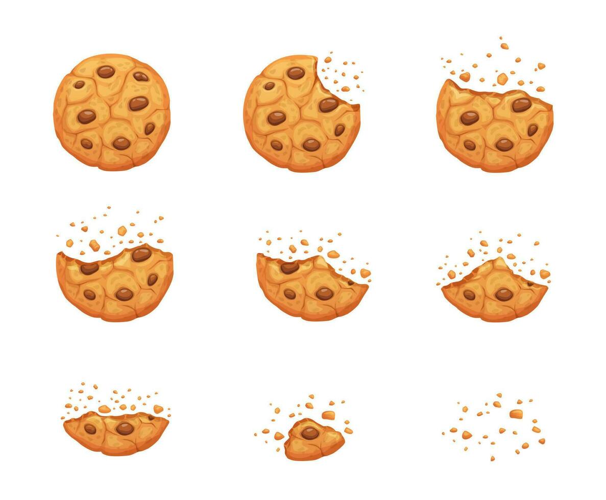 Crumble biscuit cookie animated sprite, dessert vector