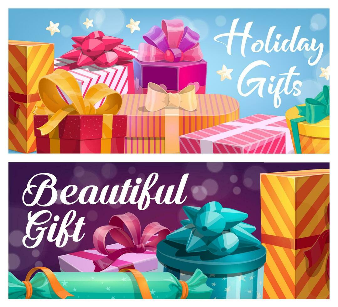 Holiday gifts wedding and birthday gift boxes vector