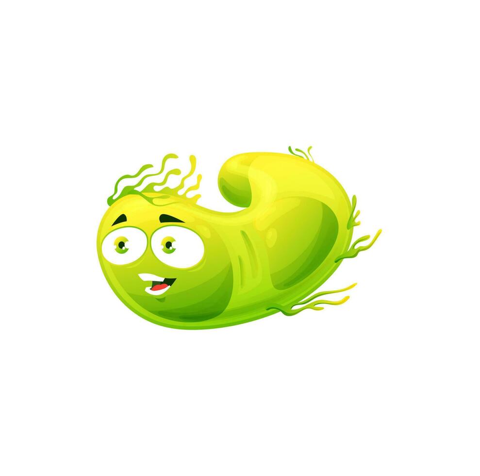 Cartoon virus cell vector icon green bacteria germ