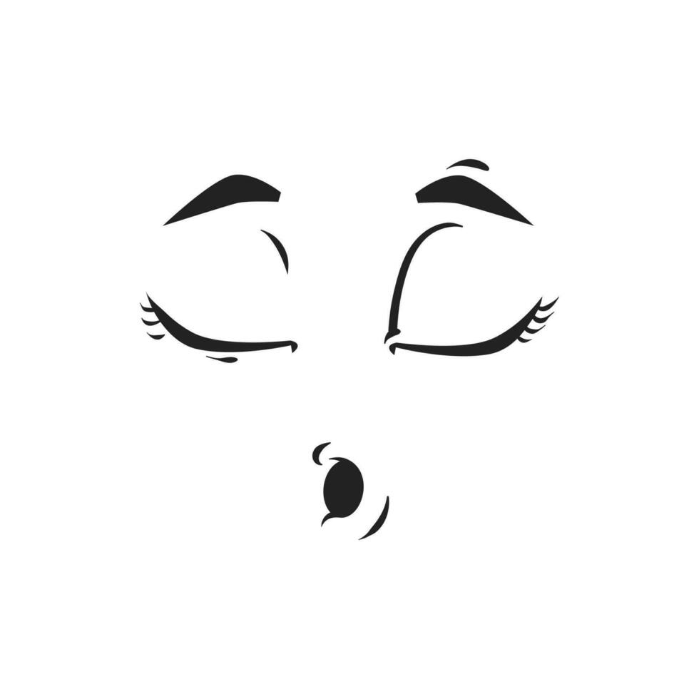 Cartoon whistling or sleeping face, vector emoji
