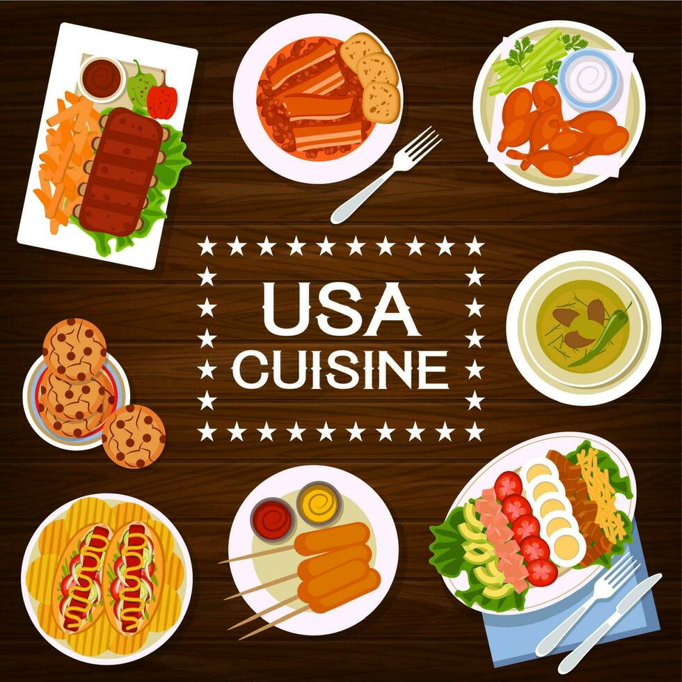 American fast food meals, restaurant menu cover vector